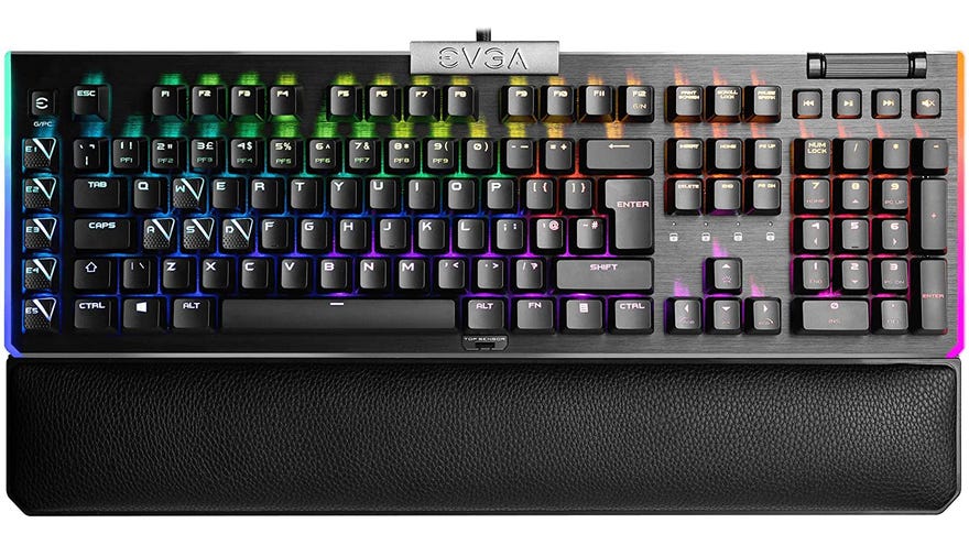 An EVGA Z20 mechanical keyboard shown in a UK layout.