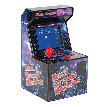 A Mini Arcade Machine against a white background.