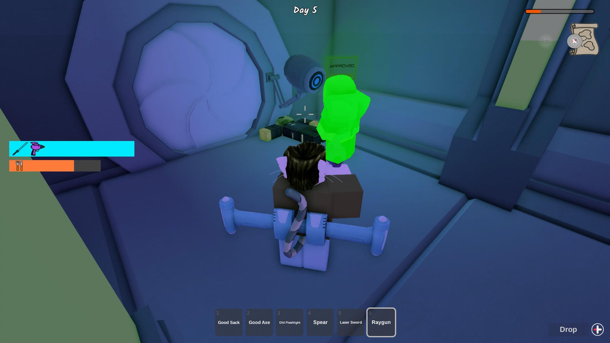 An Alien Elite opening a door inside the Alien Mothership in 99 Nights in the Forest. - 7