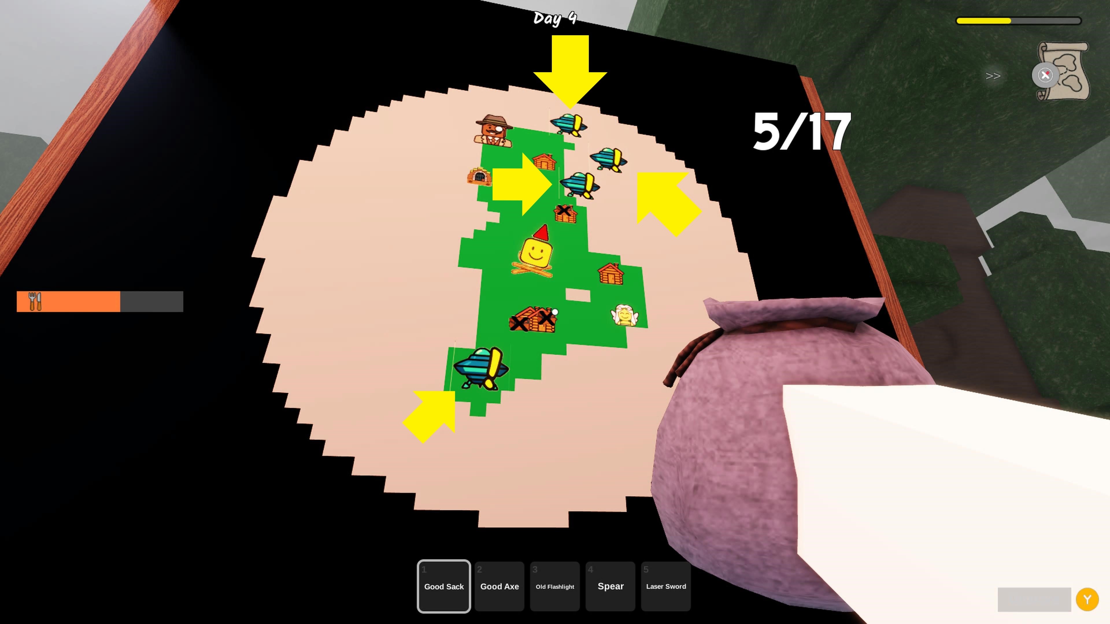 A map screen showing the location of the Alien Mothership in 99 Nights in the Forest. - 3