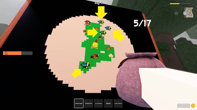 Map screen showing the location of Mothership Alien in 99 nights in the forest.