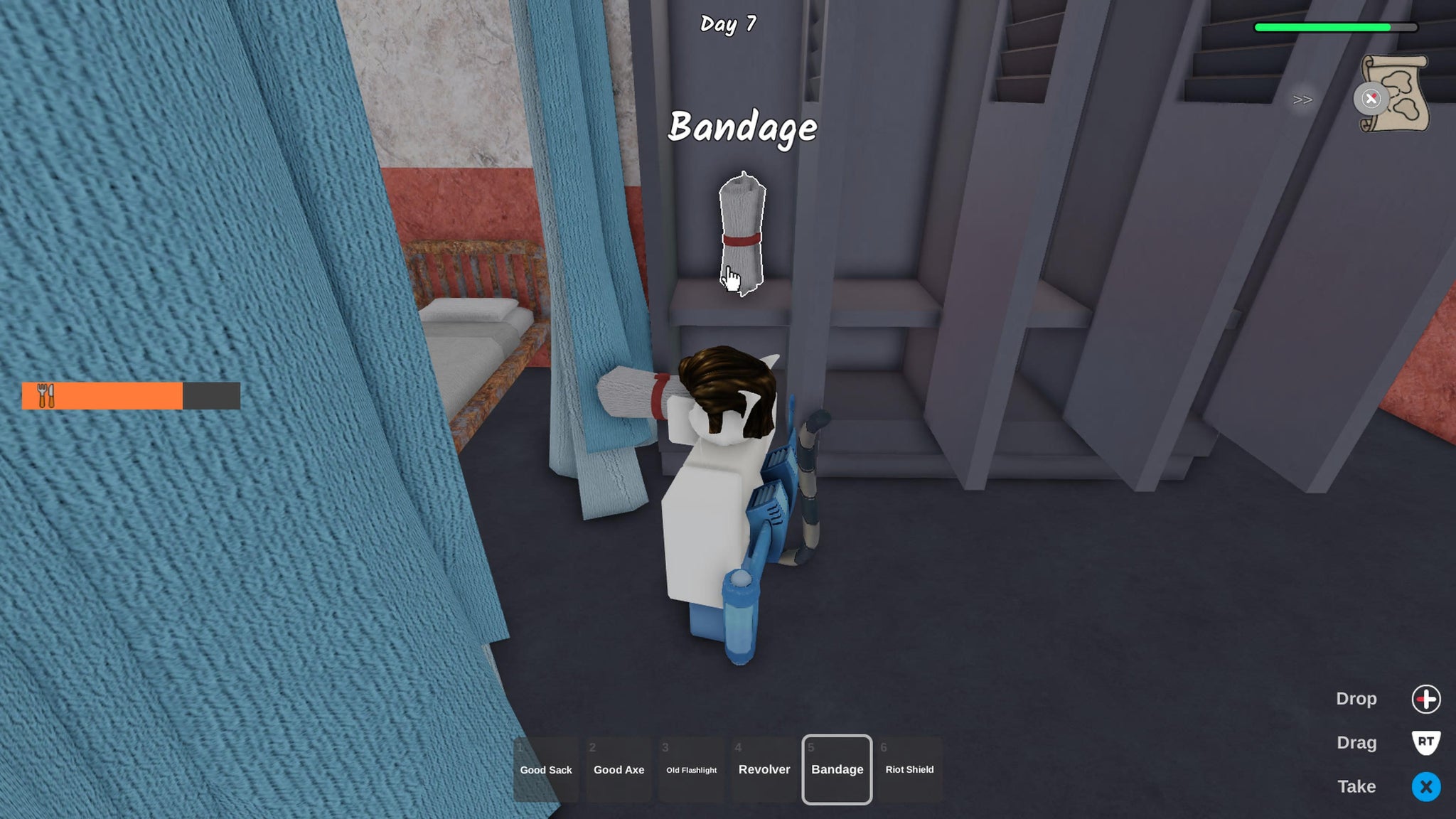 A ranger finding a bandage inside a locker in 99 Nights in the Forest. - 3