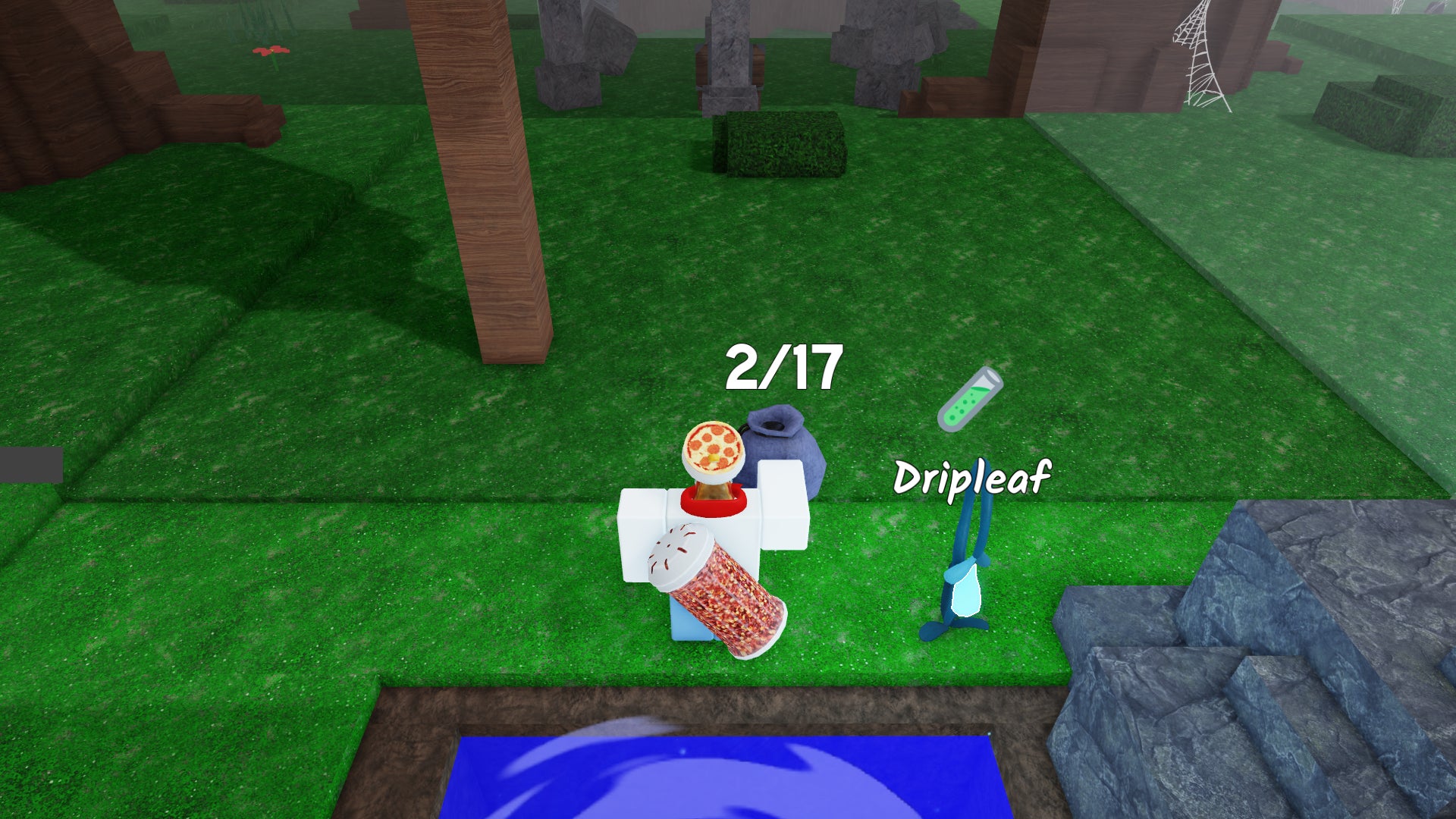 A character standing next to a sprig of Dripleaf in 99 Nights in the Forest. - 5