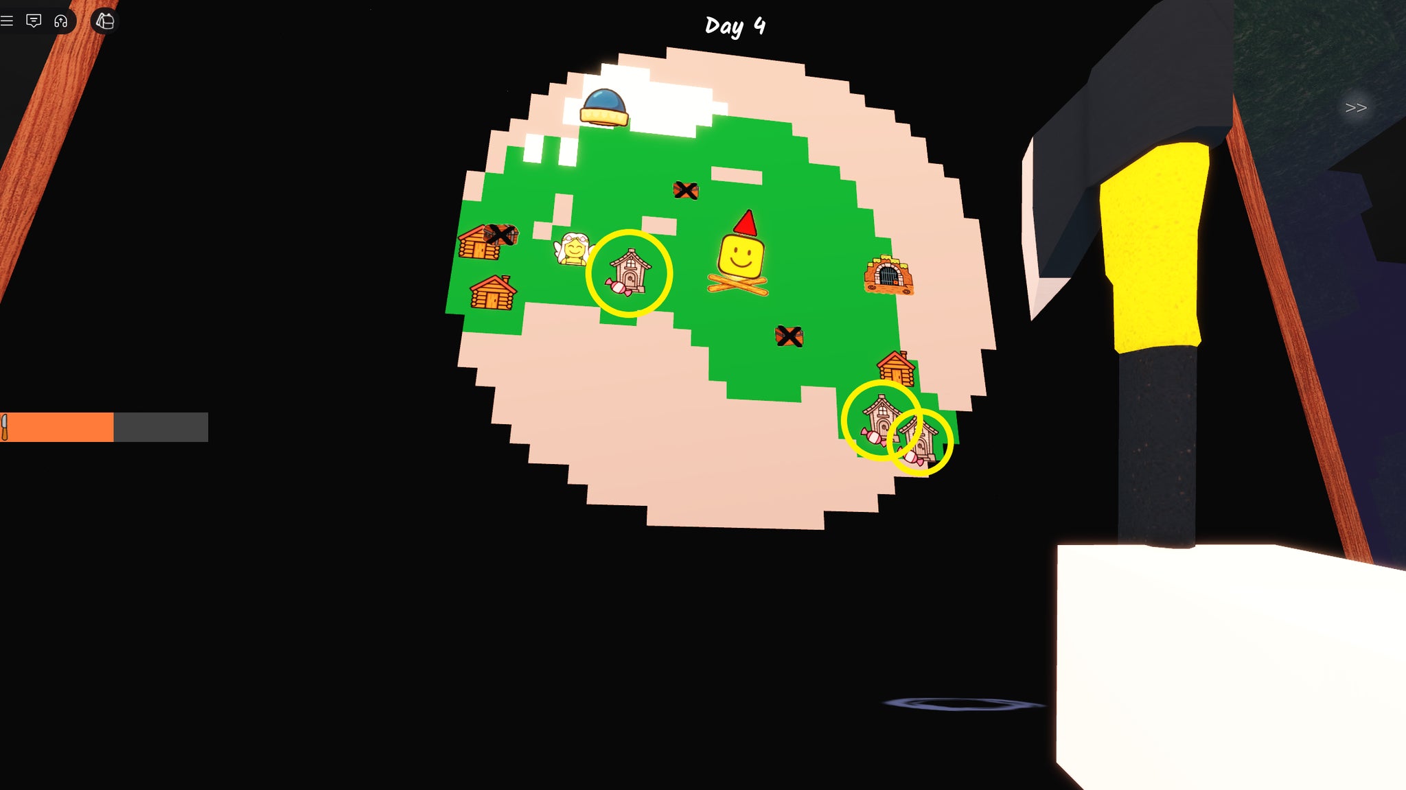 A map in 99 Nights in the Forest with the locations of Halloween Houses circled. - 5