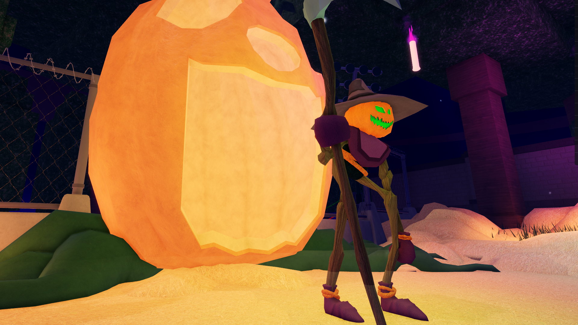 The Jack o' Lantern Halloween event NPC in 99 Nights in the Forest. - 1