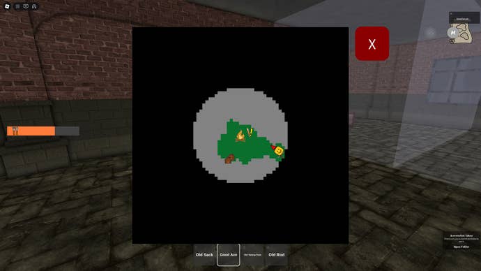 Map screen showing the location of the update workshop in 99 nights in the forest.