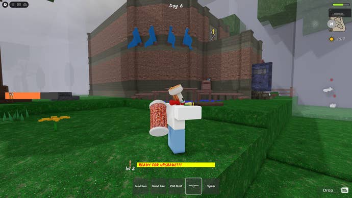 The figure standing in front of the workshop in which the taming flute is updated in 99 nights in the forest.