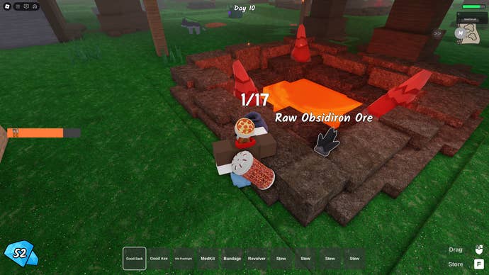 A form of breaking the outer layer of stone ore raw oblimer in 99 nights in the forest.