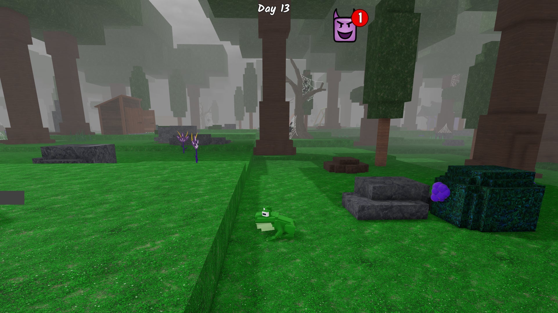 A player who has been turned into a frog by a potion in 99 Nights in the Forest. - 11