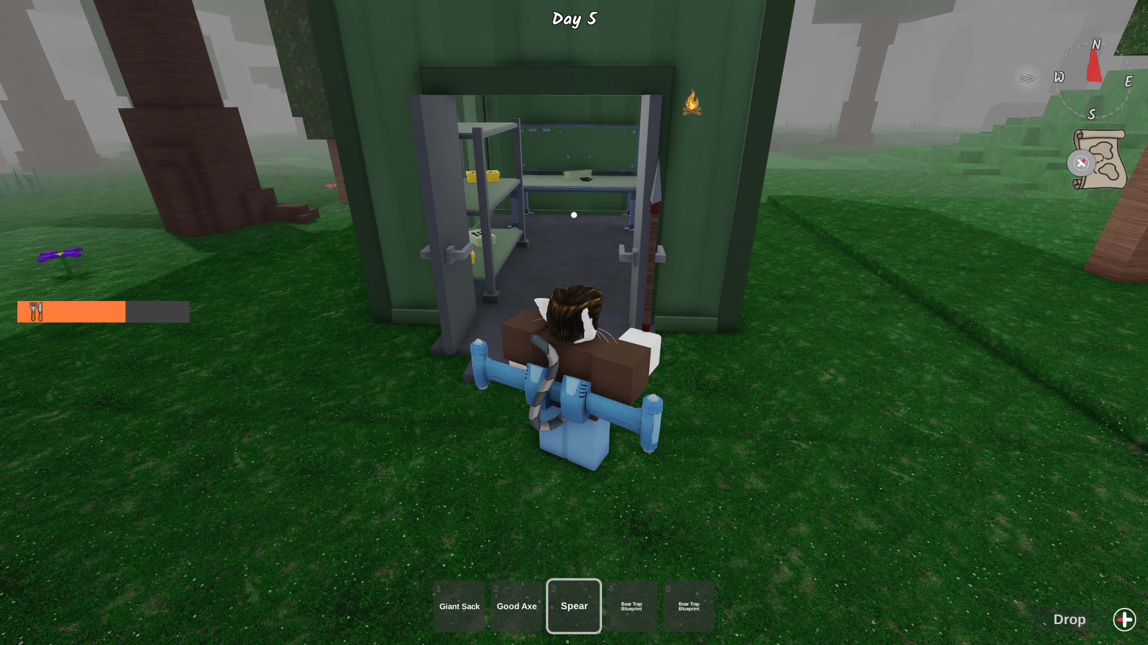 A ranger opening a weapon cabinet location in 99 Nights in the Forest. - 4