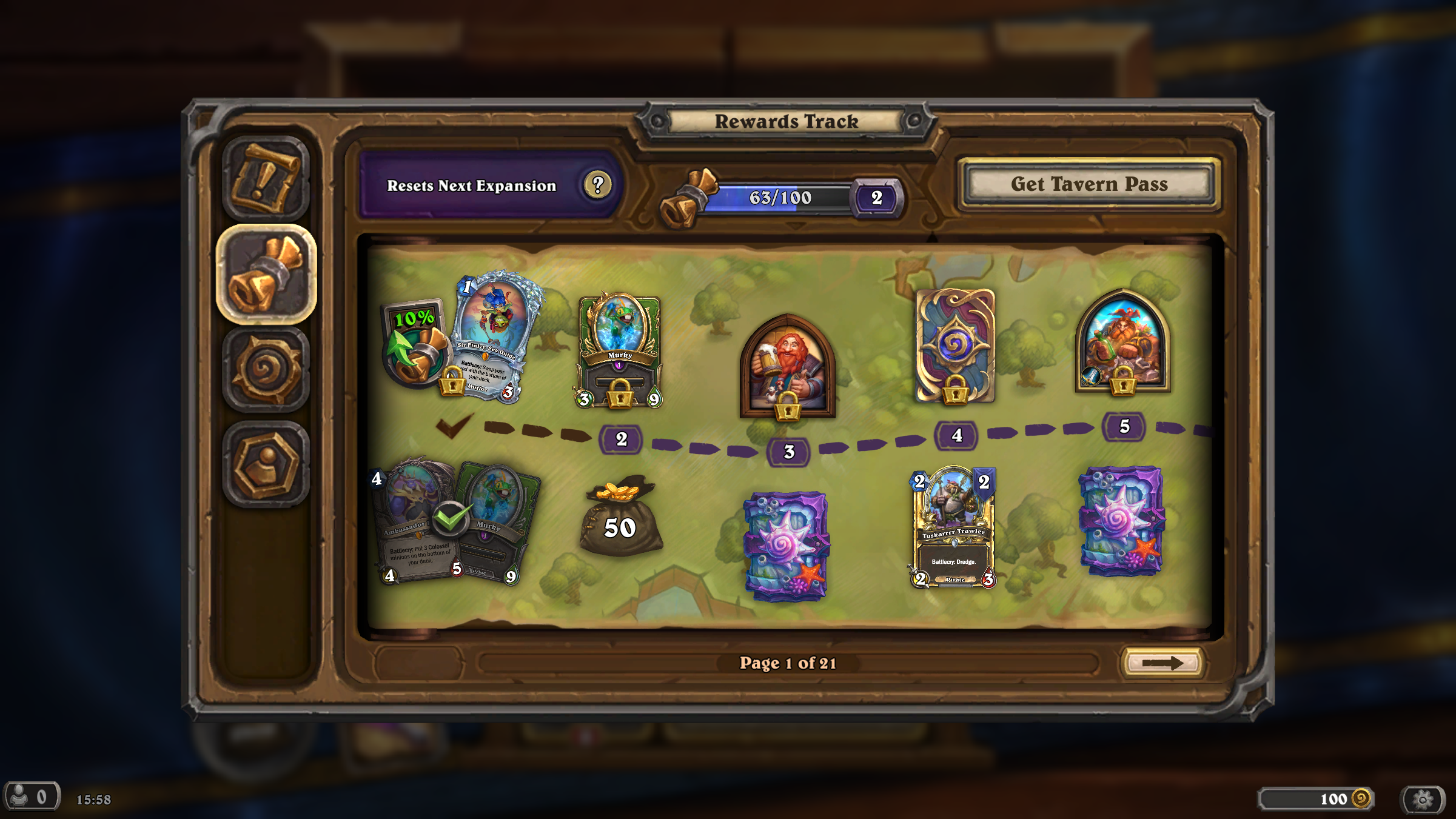 State of the Game Hearthstone - the battle pass screen