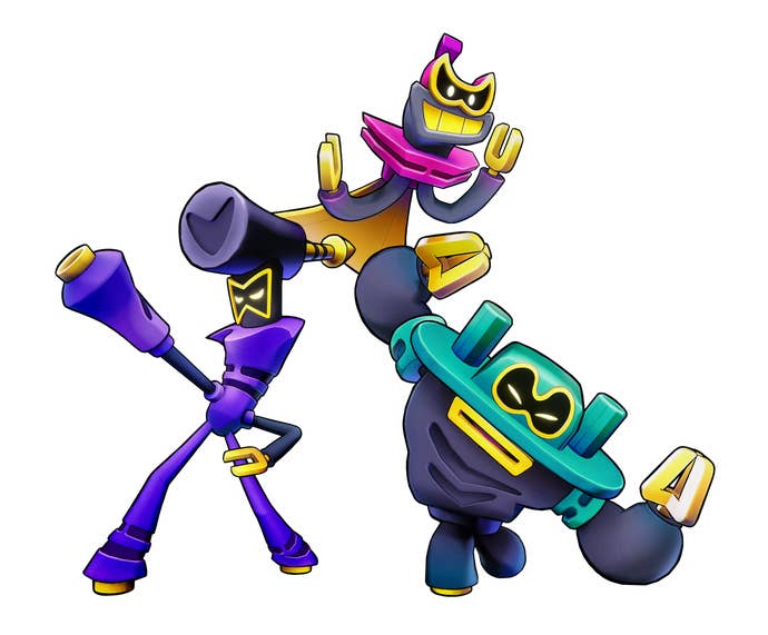 Mario & Luigi: Brothership artwork of three coloured, mechanical villain characters
