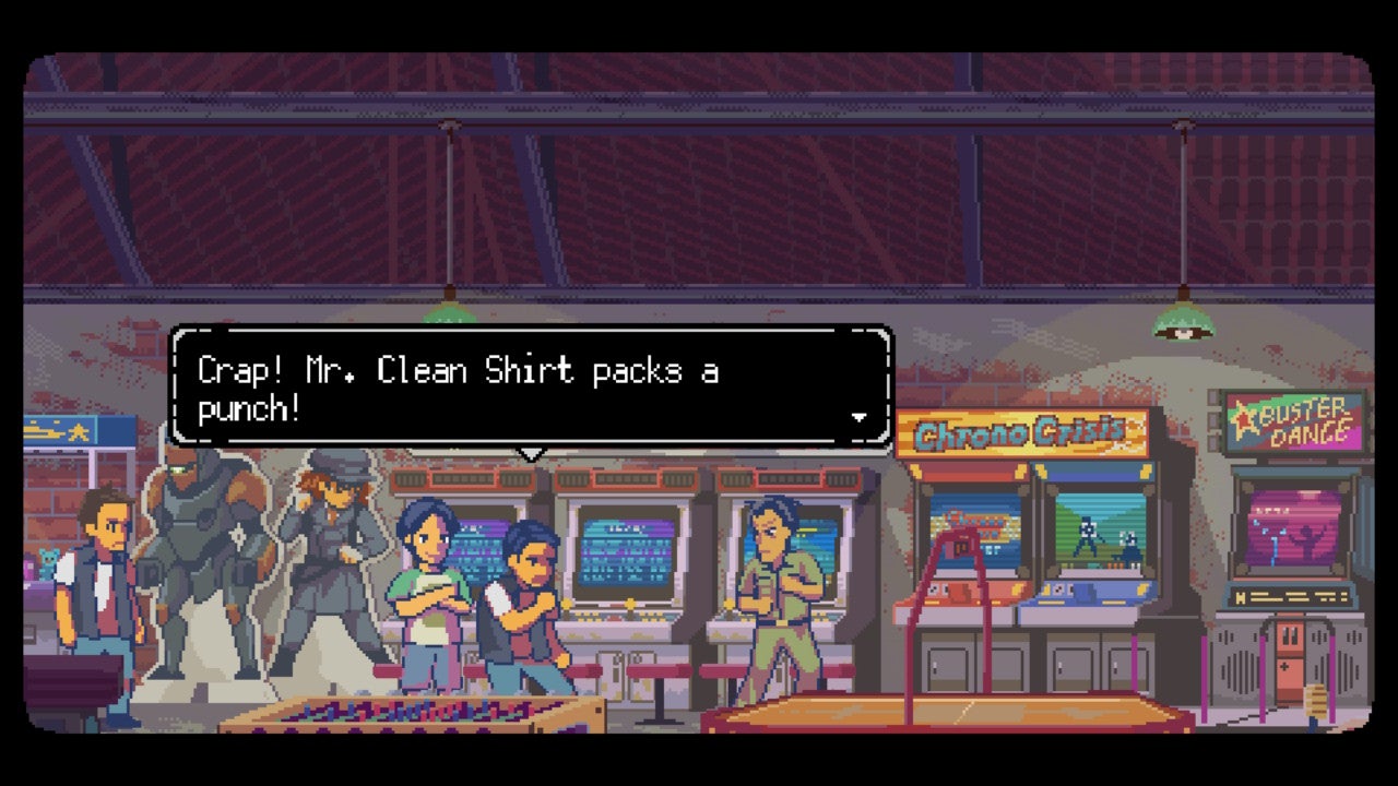 A Space for the Unbound review - inside an old arcade, you fight a group of thugs Street Fighter style