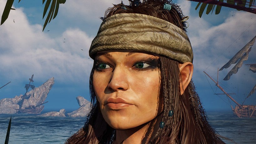 Una pirata en la pantalla de creación de personajes de Windrose