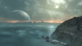 A moon rises on the horizon in Halo: Reach