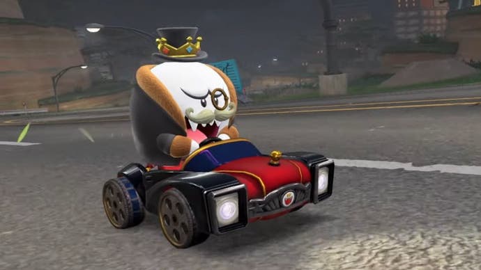A very dapper King Boo in Mario Kart World