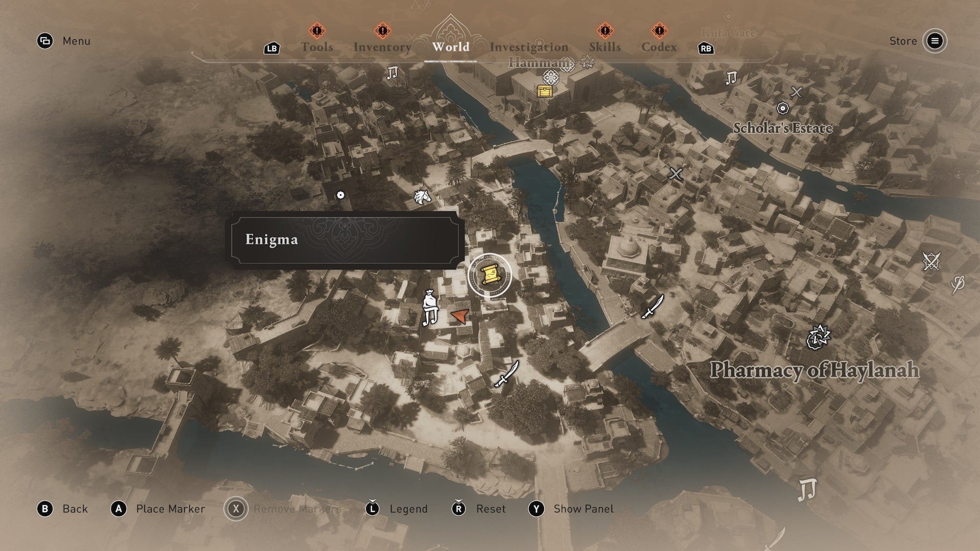 A map showing the location of the A Gift enigma in Assassin&rsquo;s Creed Mirage