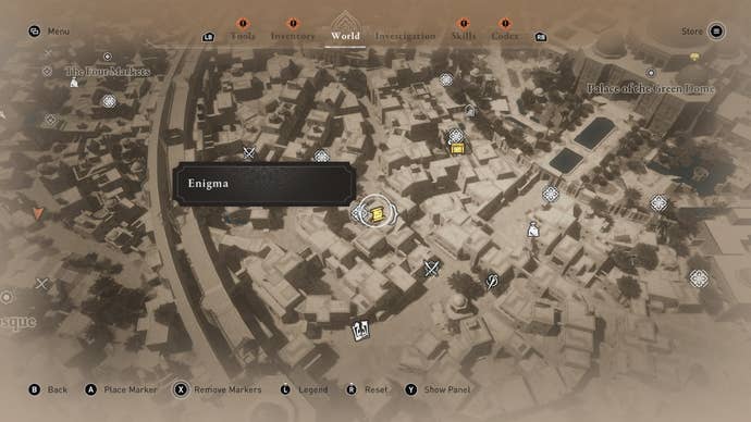 A map showing the location of the A Gift For You enigma in Assassin's Creed Mirage