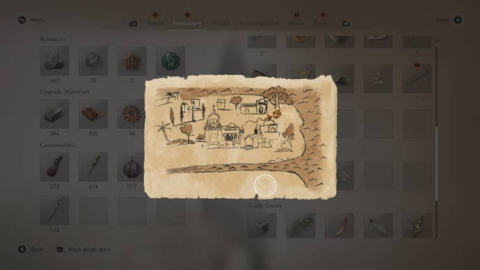 The A Holy Hoard enigma clue, which is a drawing,  in Assassin's Creed Mirage