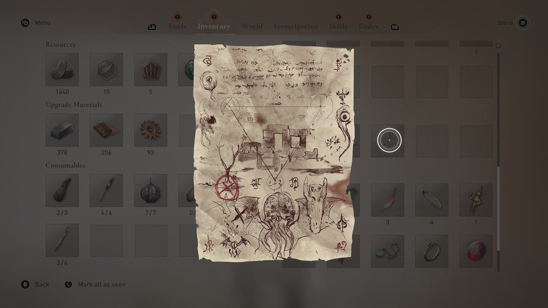 A strange drawing depicting some ruins south of Jarjaraya in Assassin&rsquo;s Creed Mirage