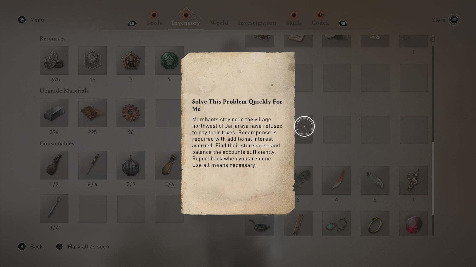 The Solve This Problem Quickly For Me enigma clue, which is an abrupt order in Assassin&rsquo;s Creed Mirage