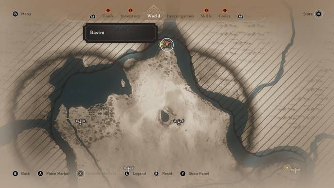 A map showing the location of the treasure from the Surrender enigma in Assassin's Creed Mirage