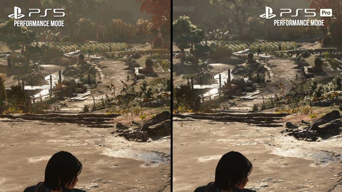 PS5 Pro vs PS5: AC Shadows screenshot looking at distant detail