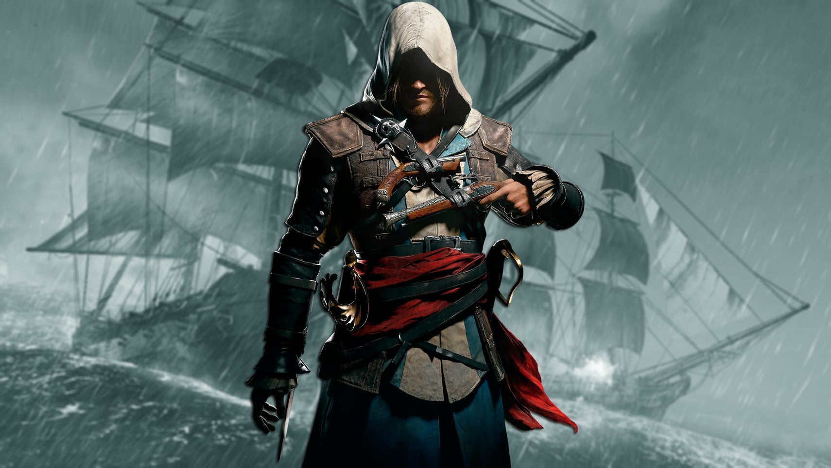 AC4 Black Flag - Edward Kenway on ships background