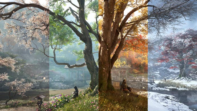 Assassin’s Creed Shadows screenshot showing all four seasons.