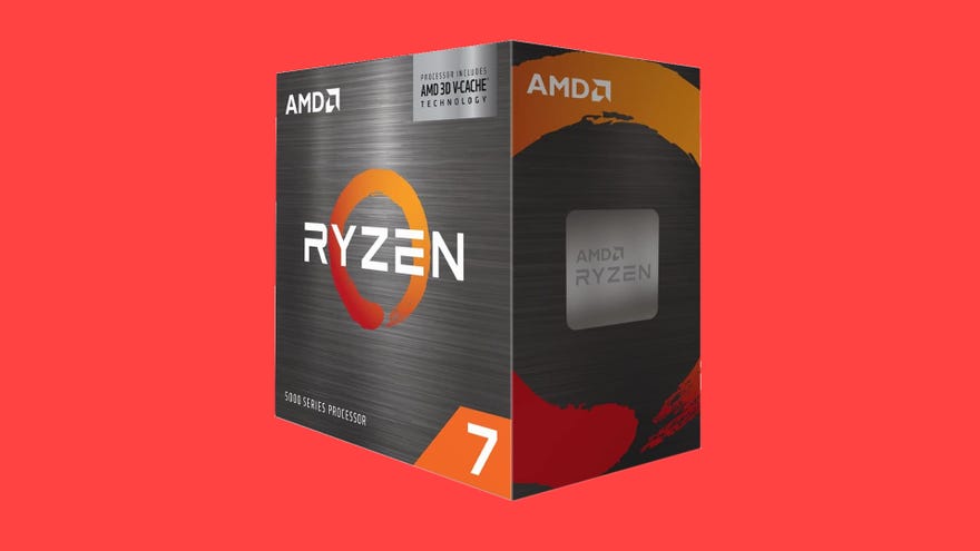 The box for the AMD Ryzen 7 5700X3D on a red background.