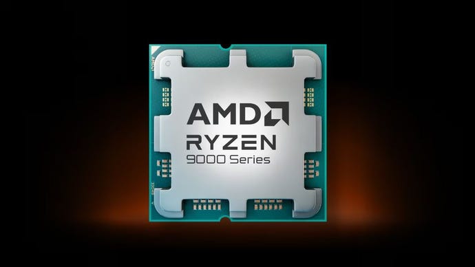 A render of an AMD Ryzen 9000 series CPU against a dark background.