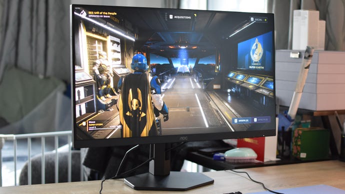 The AOC 27G4X gaming monitor, running Helldivers 2.