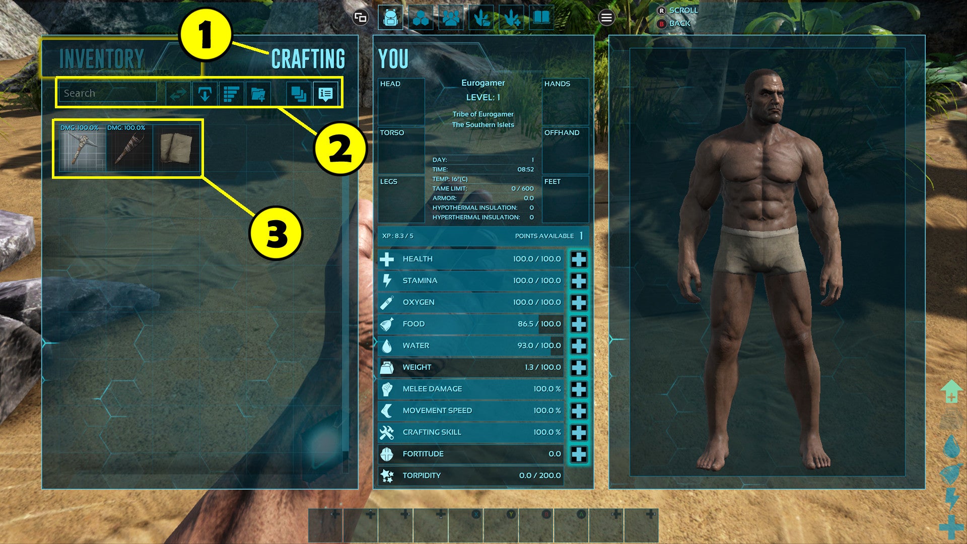 ARK Survival Evolved - interfejs: crafting, wytwarzanie | Eurogamer.pl