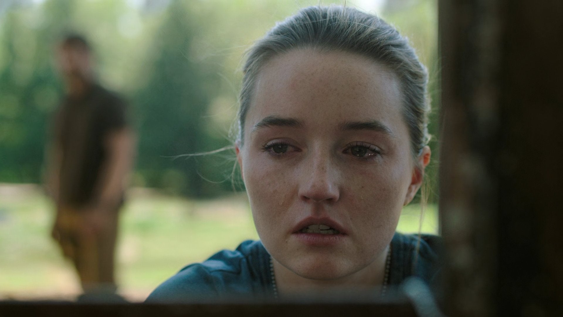 Abby cries over a grave in The Last of Us season two