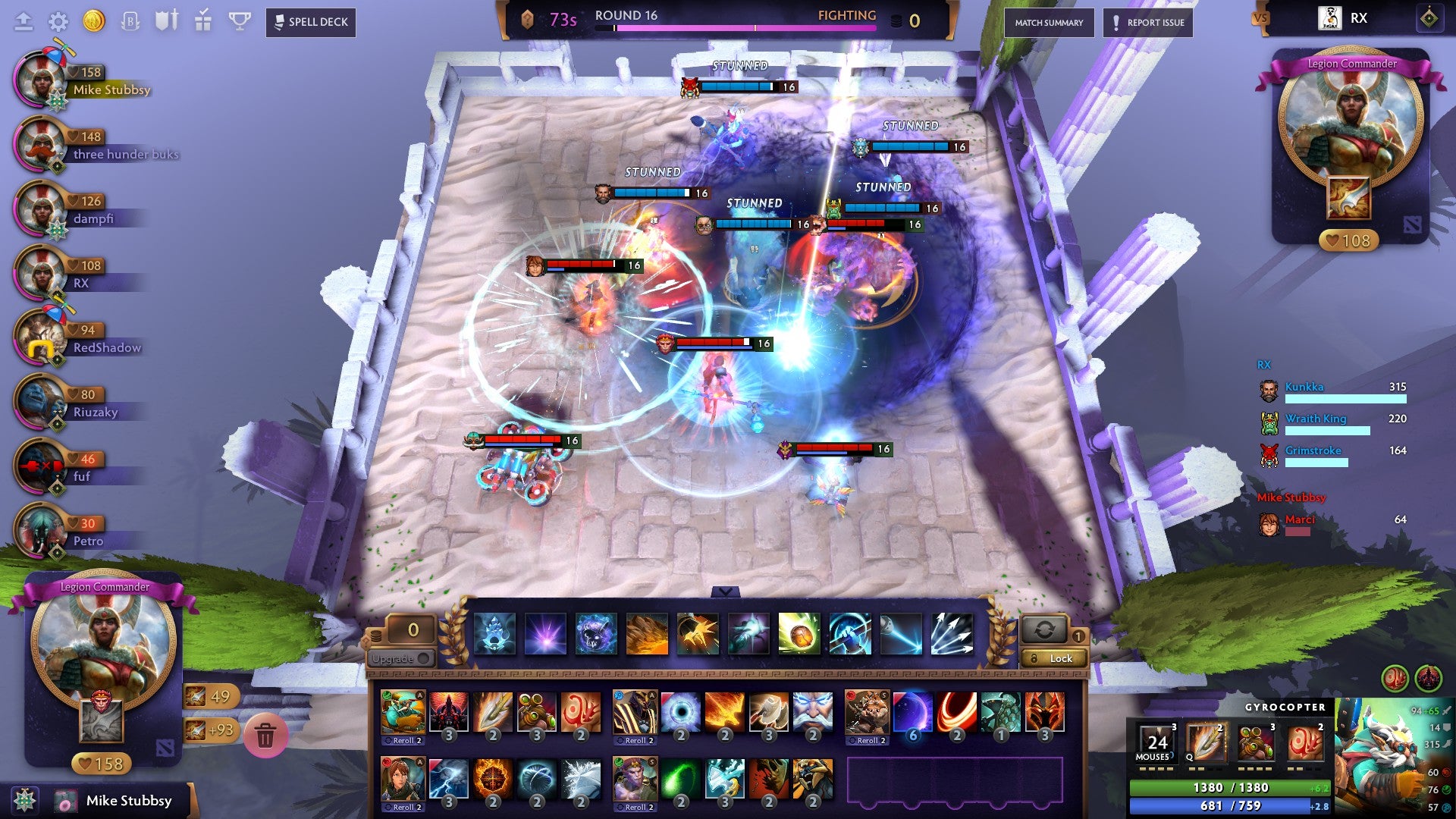 Loads of abilities go off in the custom game Ability Arena.