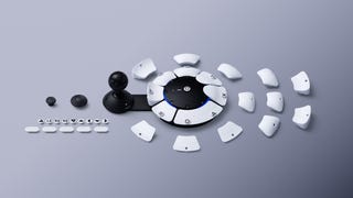 Promotional image of Sony's Access controller with all component parts placed around it