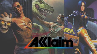 Acclaim logo over artwork for N64 games Shadow Man, Turok, and Extreme G