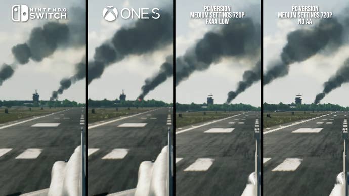ace combat 7 switch vs xbox one s vs pc: anti-aliasing comparison