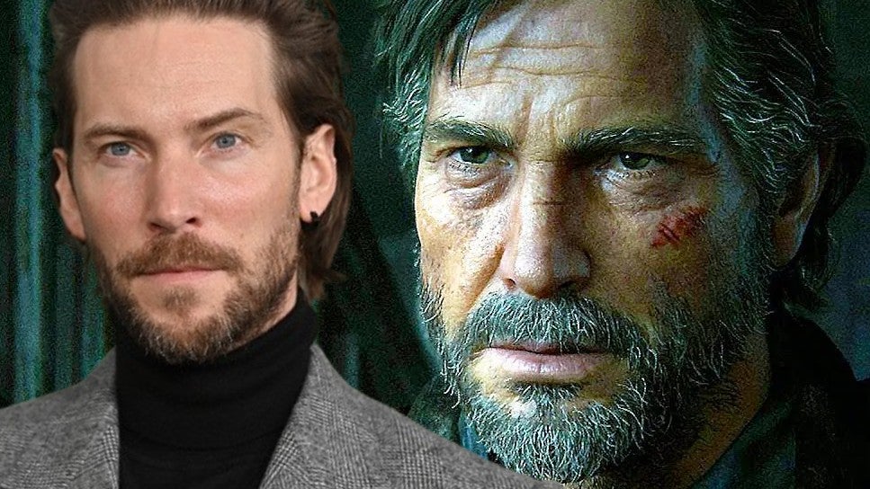 Actor Troy Baker overlaid on an image of Joel from The Last of Us Part 2
