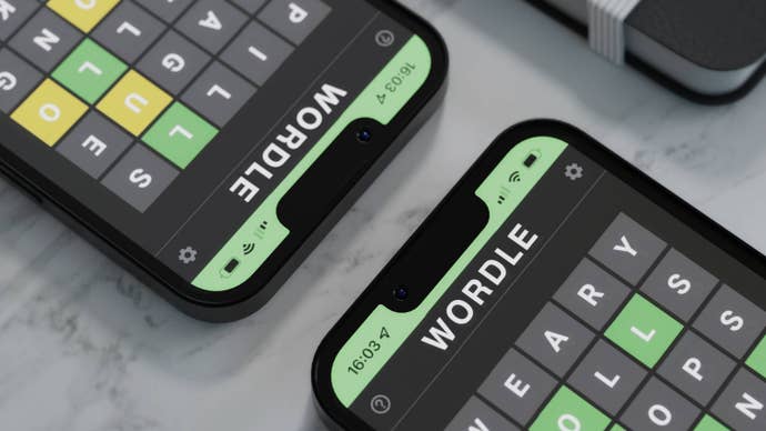 Wordle on two phones