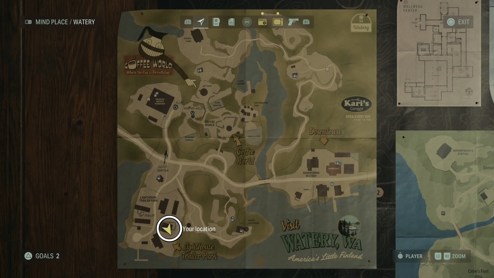 watery map with a nursery rhyme location circled