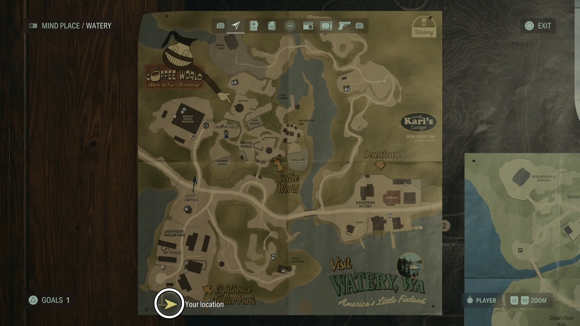 watery map with a nursery rhyme location circled