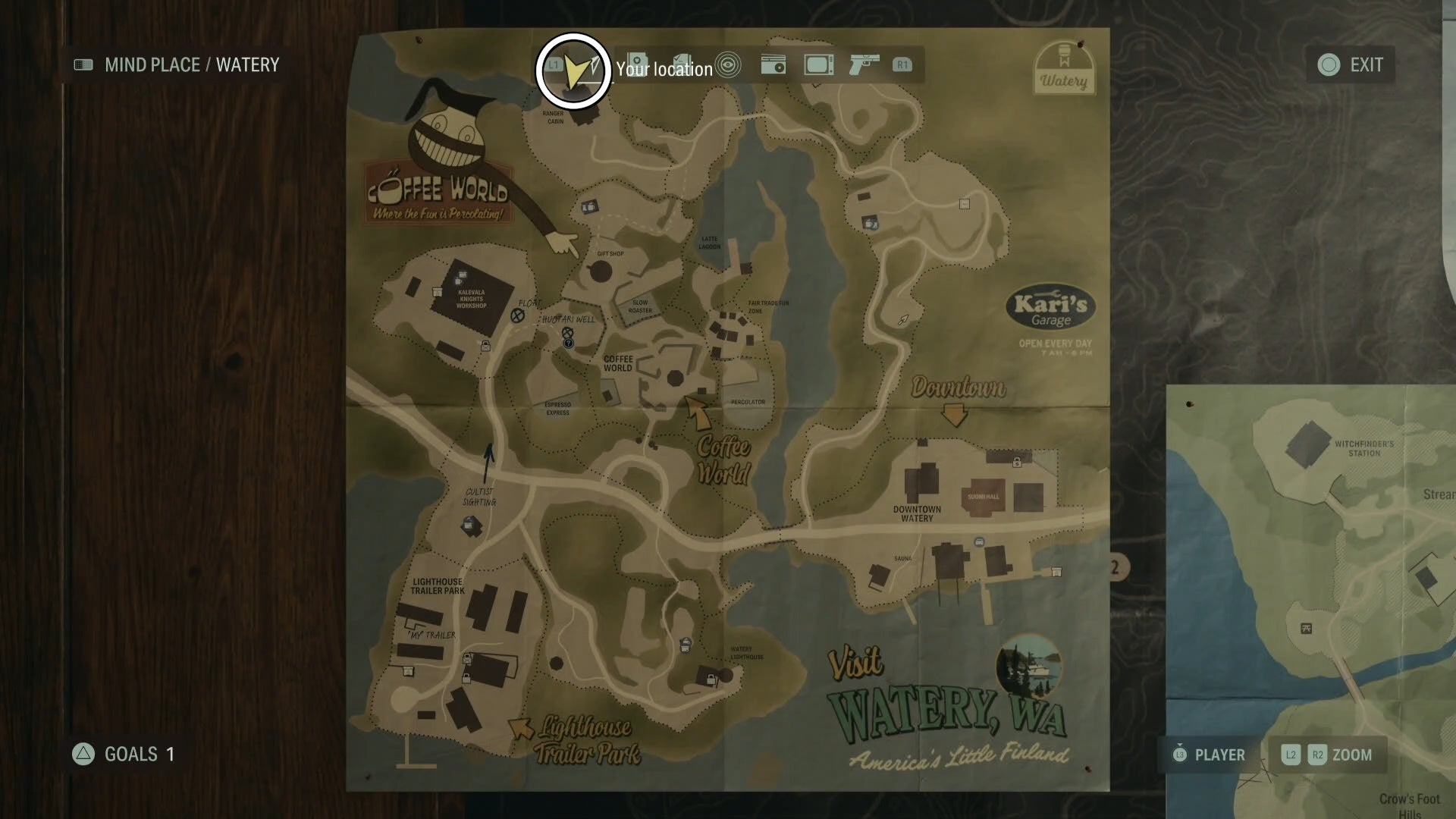 watery map with a nursery rhyme location circled