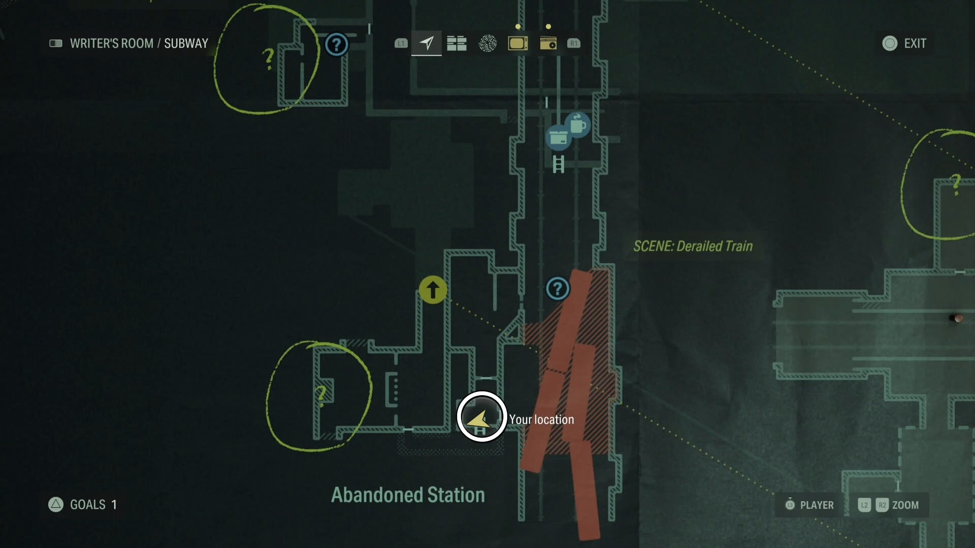 map showing a word of power location with a white circle