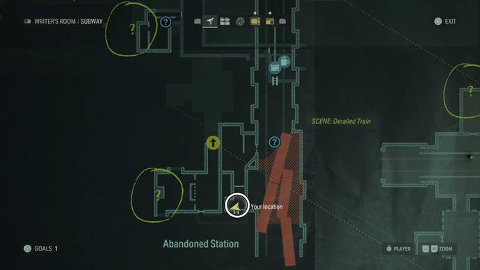 map showing a word of power location with a white circle