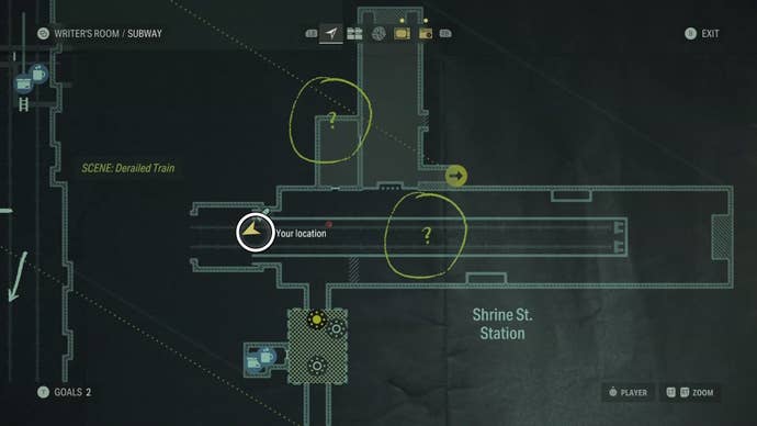 map showing a word of power location with a white circle