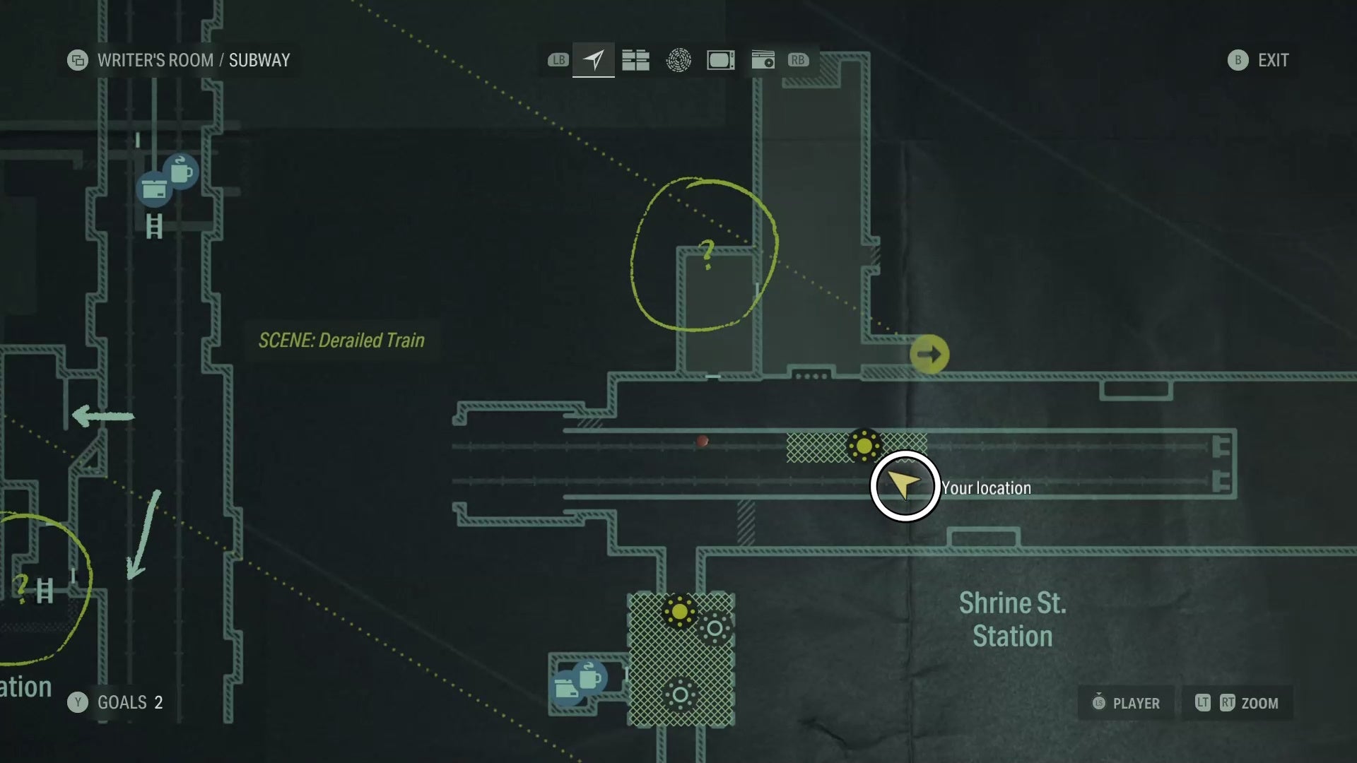 map showing a word of power location with a white circle