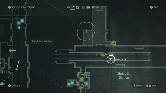 map showing a word of power location with a white circle