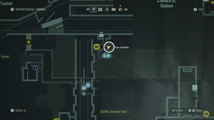 map showing a word of power location with a white circle