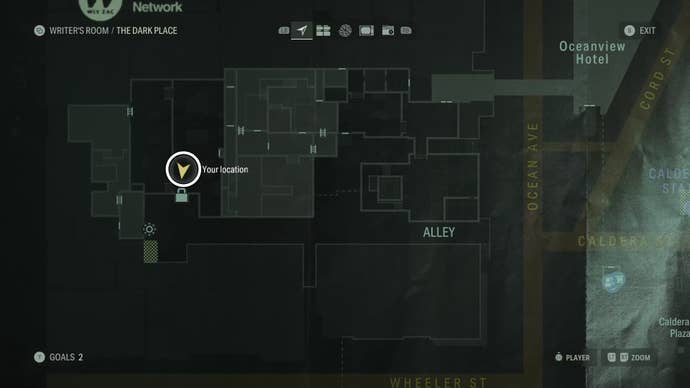 map showing a word of power location with a white circle